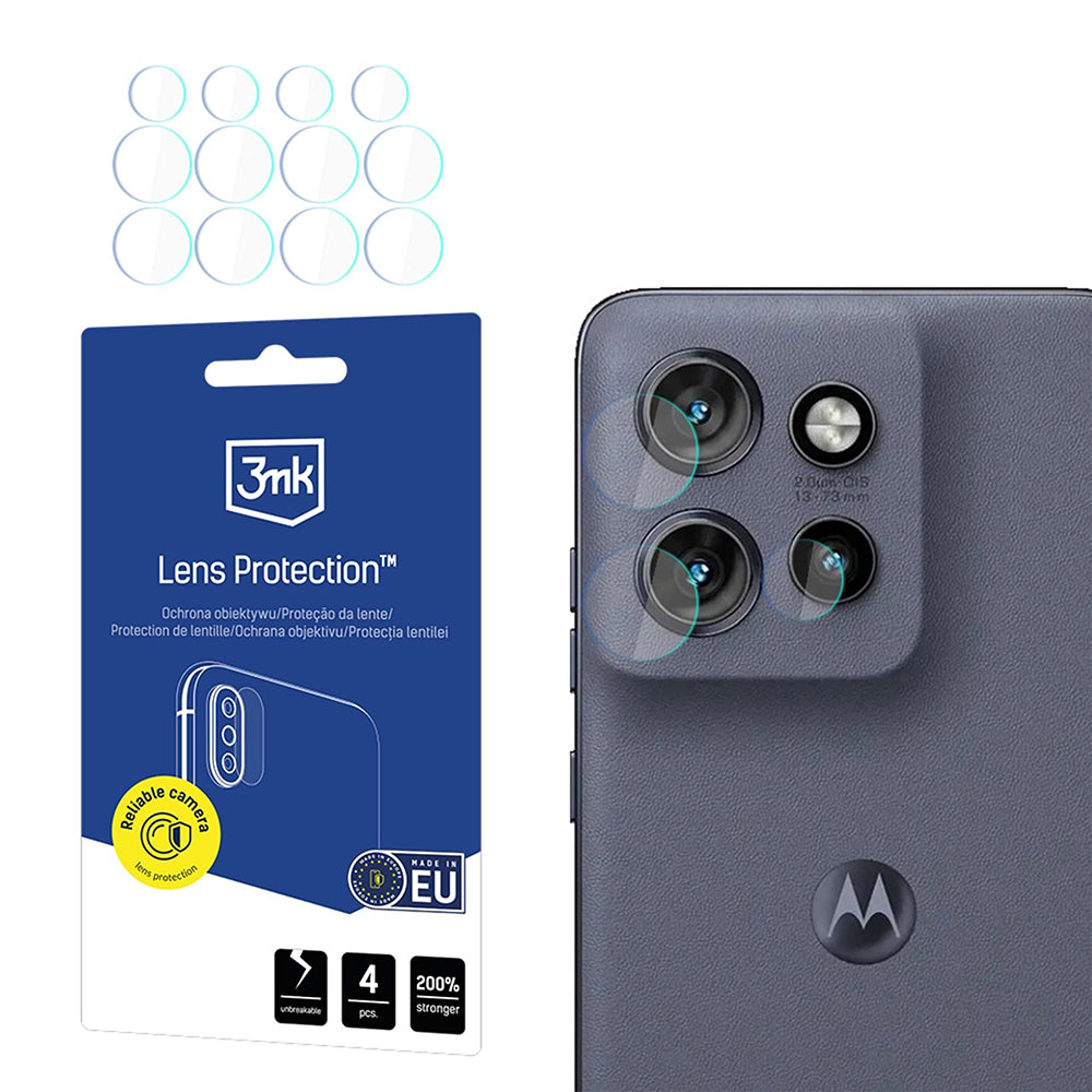 Beskyttelsesfilm til bagkameraet 3MK Protection til Motorola Edge 60 Neo, Fleksibelt Glas, Sæt med 4 stykker, Gennemsigtig