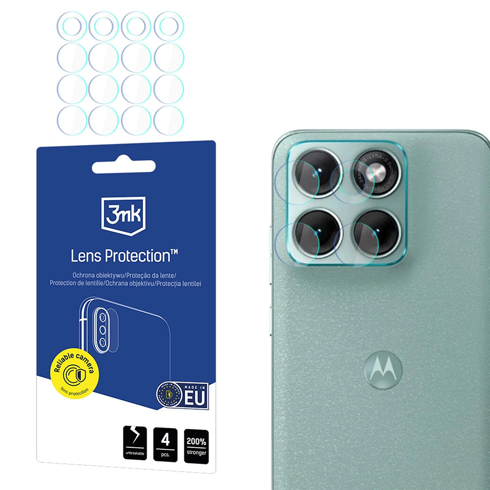 Beskyttelsesfilm til bagsidekameraet 3MK Protection til Motorola Edge 70 Fusion, Fleksibelt Glas, Sæt med 4 stykker, Gennemsigtig