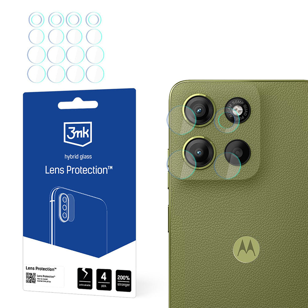 Beskyttelsesfilm til bagkamera 3MK Protection til Motorola Moto G15 / G15 Power, Fleksibelt glas, Sæt med 4 stk., Transparent