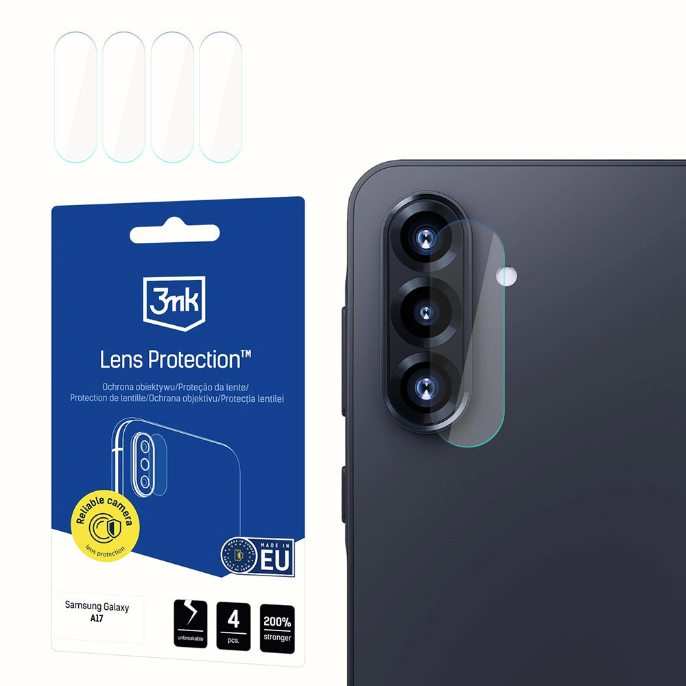 Beskyttelsesfilm til Bagkamera 3MK Protection til Samsung Galaxy A17 4G / A17 5G, Fleksibelt Glas, Sæt med 4 stk., Transparent
