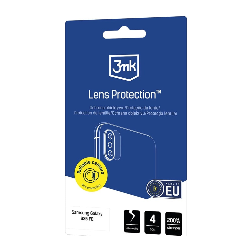 Beskyttelsesfilm til bagkameraet 3MK Protection til Samsung Galaxy S25 FE, Hærdet glas, Sæt med 4 stykker, Gennemsigtig