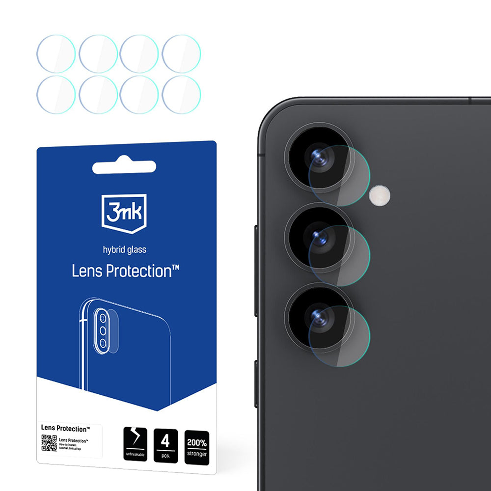 Beskyttelsesfilm til Bagkamera 3MK Protection til Samsung Galaxy S25 S931, Fleksibelt Glas, Sæt med 4 stk., Transparent