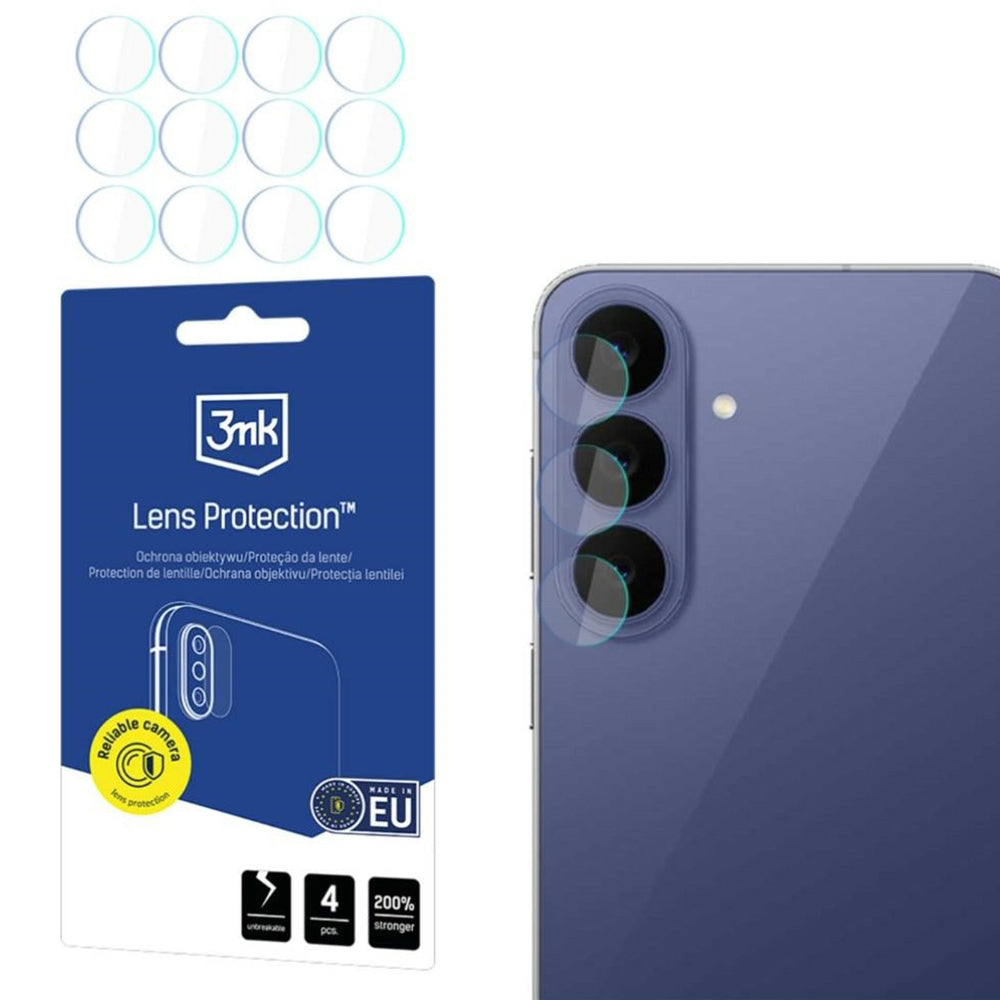 3MK Protection beskyttelsesglas til bagkamera til Samsung Galaxy S26 FE S741, hærdet glas, sæt med 4 stk., transparent