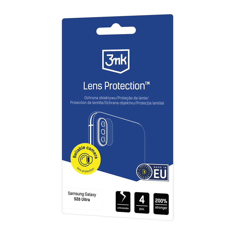 Beskyttelsesfilm til bagkameraet 3MK Protection til Samsung Galaxy S26 Ultra S948, Hærdet glas, Sæt med 4 stykker, Gennemsigtig