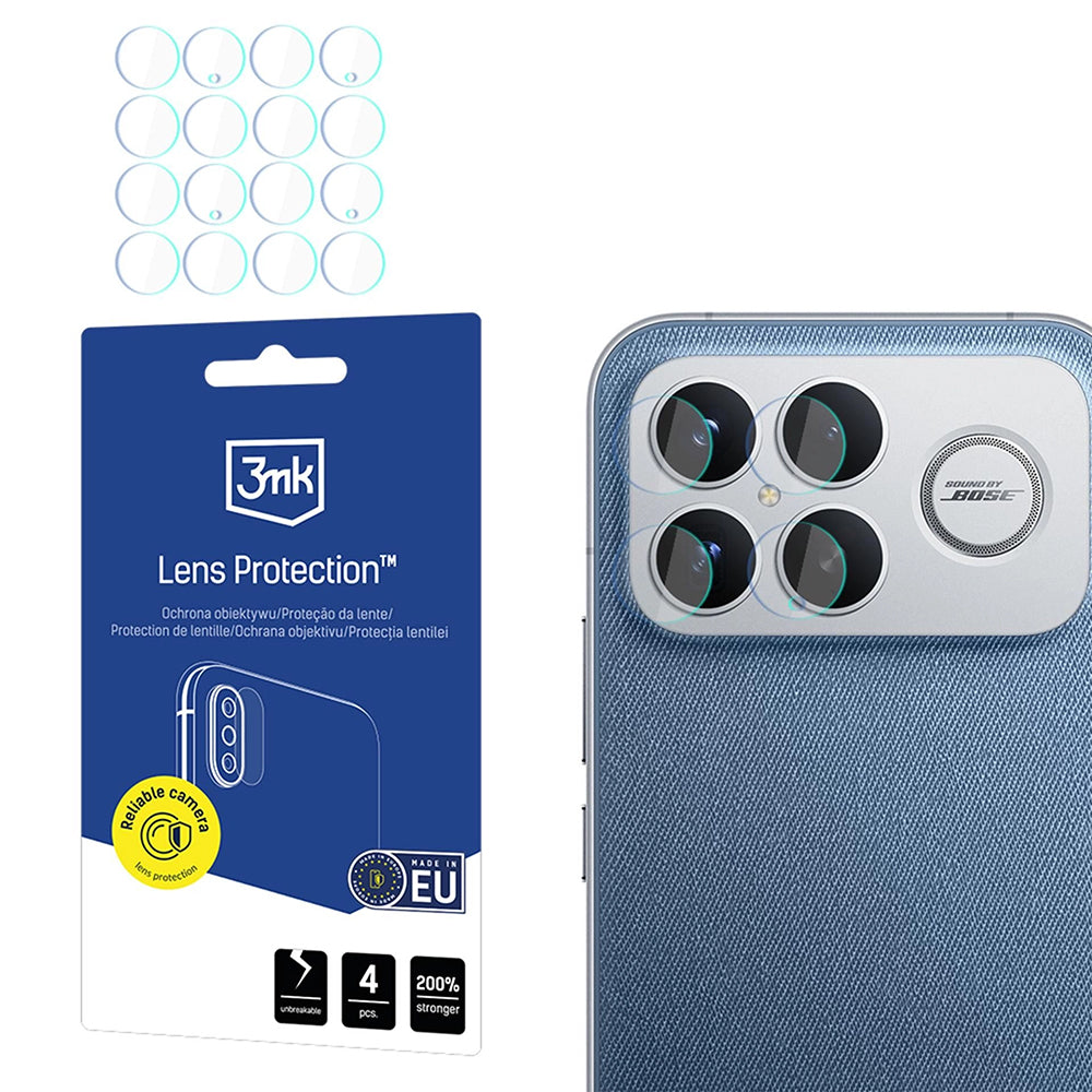 Beskyttelsesfilm til bagkameraet 3MK Protection til Xiaomi Poco F8 Ultra, Hærdet glas, Sæt med 4 stykker, Gennemsigtig