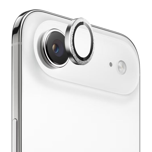 Beskyttelsesfilm til bagkameraet Blueo Glitter Diamond Metal Frame til Apple iPhone 17 Air, Hærdet glas, Sølvfarvet