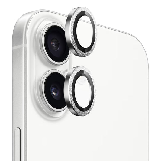 Beskyttelsesfilm til bagsidekameraet Blueo Glitter Diamond Metal Frame til Apple iPhone 17, Hærdet glas, Sølvfarvet