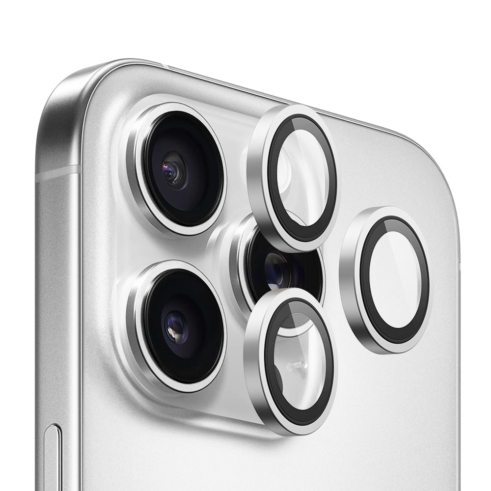 Blueo Metal Frame bagkamera beskyttelsesfilm til Apple iPhone 14 Pro Max / 14 Pro, hærdet glas, sølv