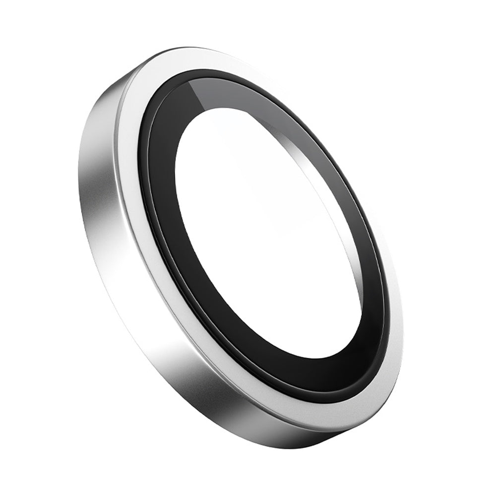 Blueo Metal Frame bagkamera beskyttelsesfilm til Apple iPhone 16 Plus / 16, hærdet glas, sølv