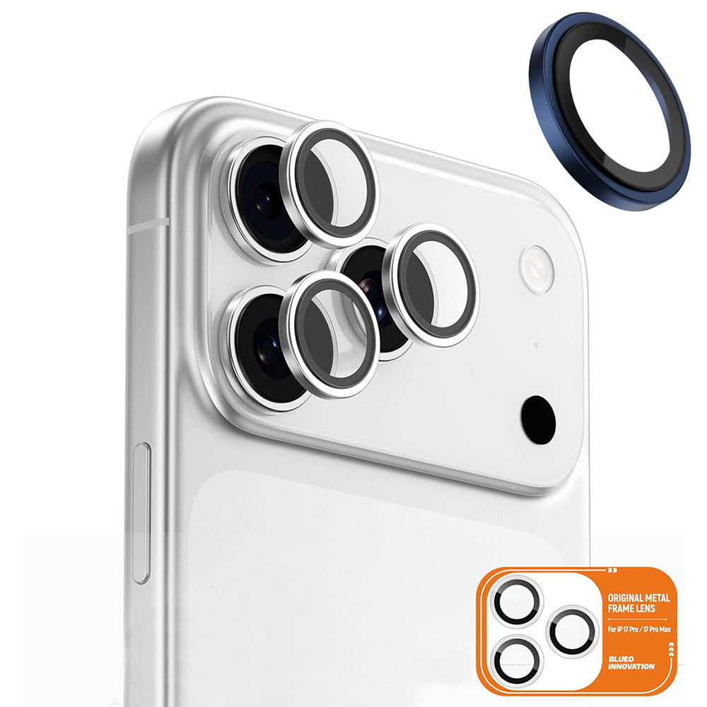 Beskyttelsesfilm til bagkameraet Blueo Metal Frame til Apple iPhone 17 Pro Max / 17 Pro, Hærdet glas, Mørkeblå
