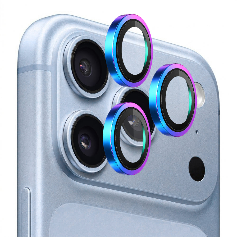 Blueo Metal Frame-beskyttelsesglas til bagkamera til Apple iPhone 18 Pro / 18 Pro Max, hærdet glas, flerfarvet