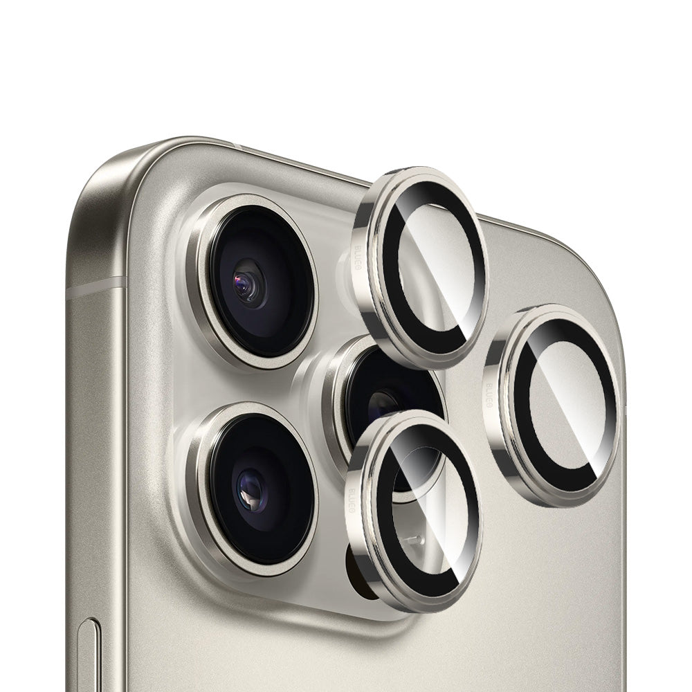Blueo Sapphire Crystal bagkamera beskyttelsesfilm til Apple iPhone 16 Pro Max / 16 Pro, hærdet glas, metallisk grå