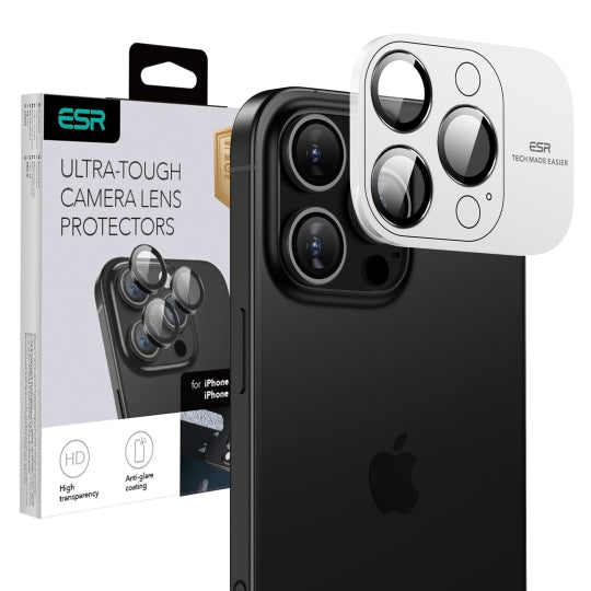 Beskyttelsesfilm til bagkamera ESR Armorite til Apple iPhone 17 Pro Max / 17 Pro / 16 Pro Max / 16 Pro, Hærdet glas, Sort