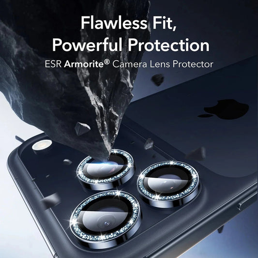Beskyttelsesfilm til bagkamera ESR Glitter Diamond Armorite til Apple iPhone 17 Pro Max / 17 Pro, Hærdet Glas, Fuldklæbende, Blå