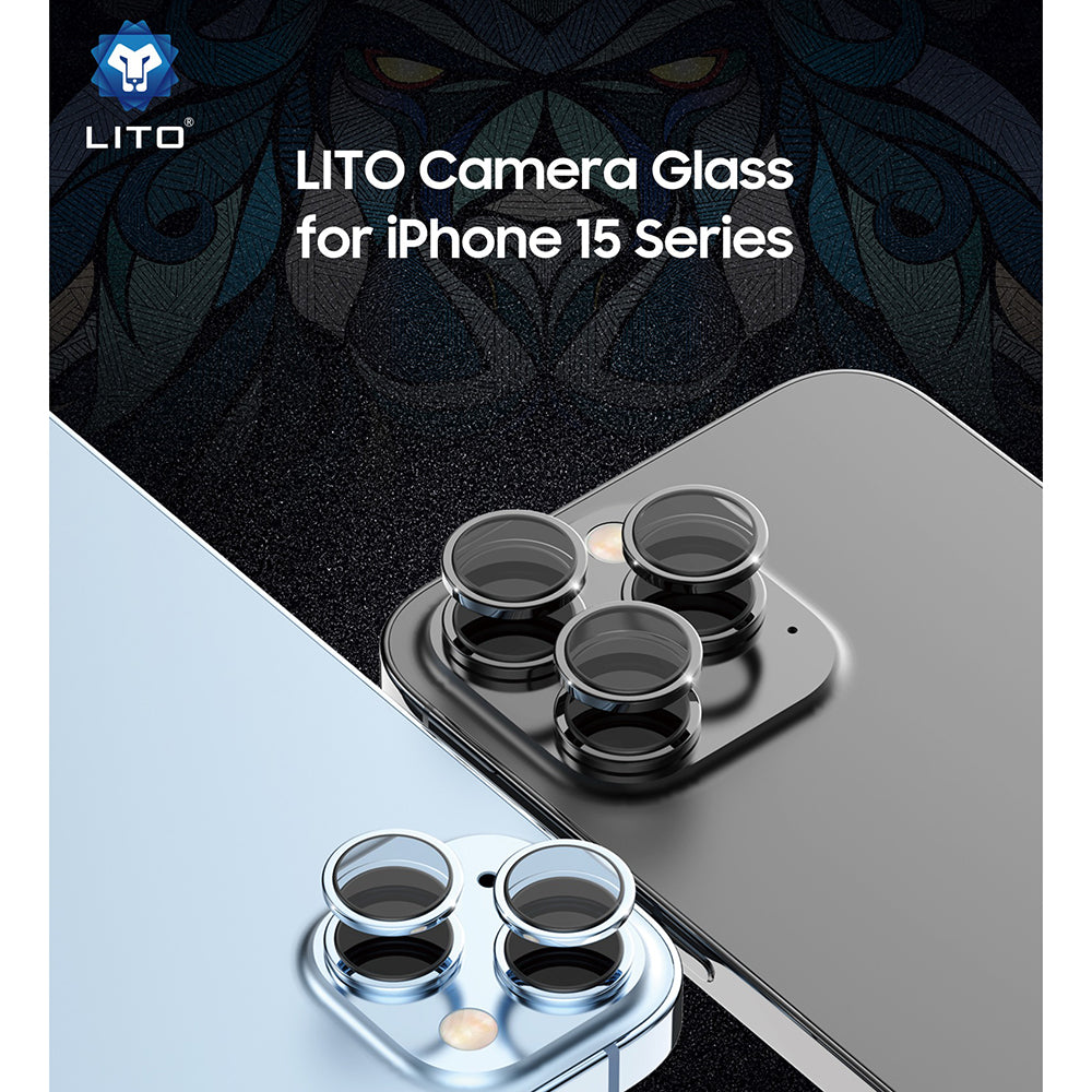 Beskyttersfolie til bagkamera Lito S+ til Apple iPhone 15 Pro Max / 15 Pro, hærdet glas, blå