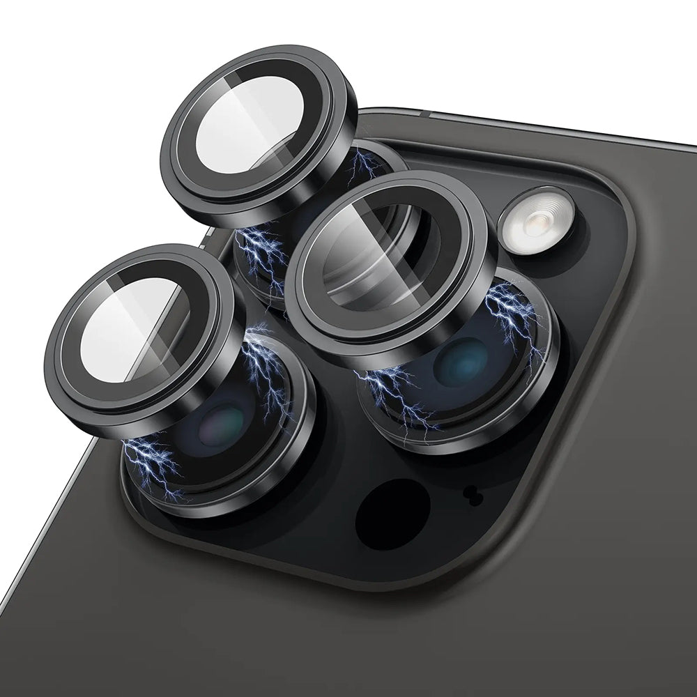 Beskyttersfolie til bagkamera Lito S+ til Apple iPhone 15 Pro Max / 15 Pro, hærdet glas, sort