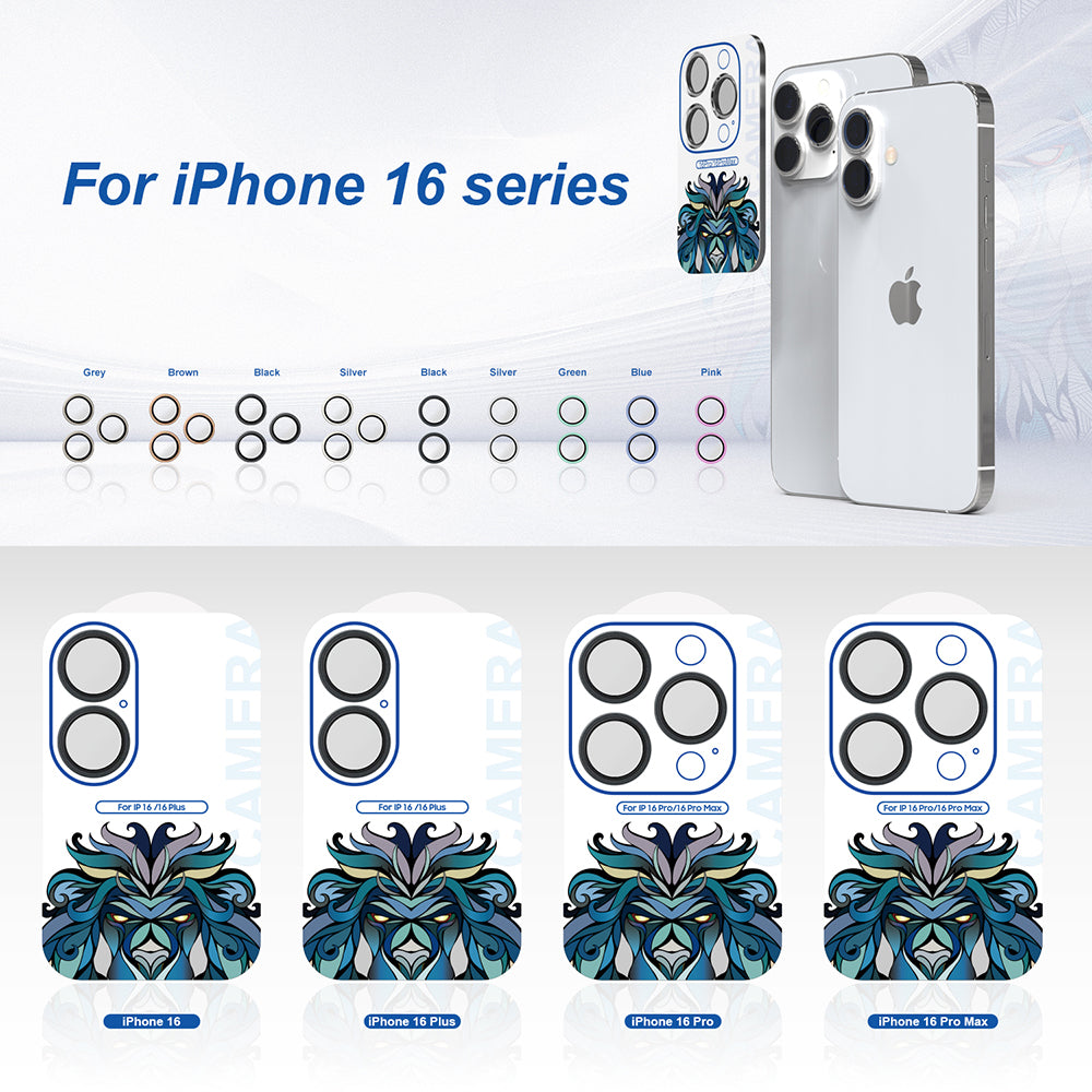Beskyttersfolie til bagkamera Lito S+ til Apple iPhone 16 Pro Max / 16 Pro, hærdet glas, metallisk grå