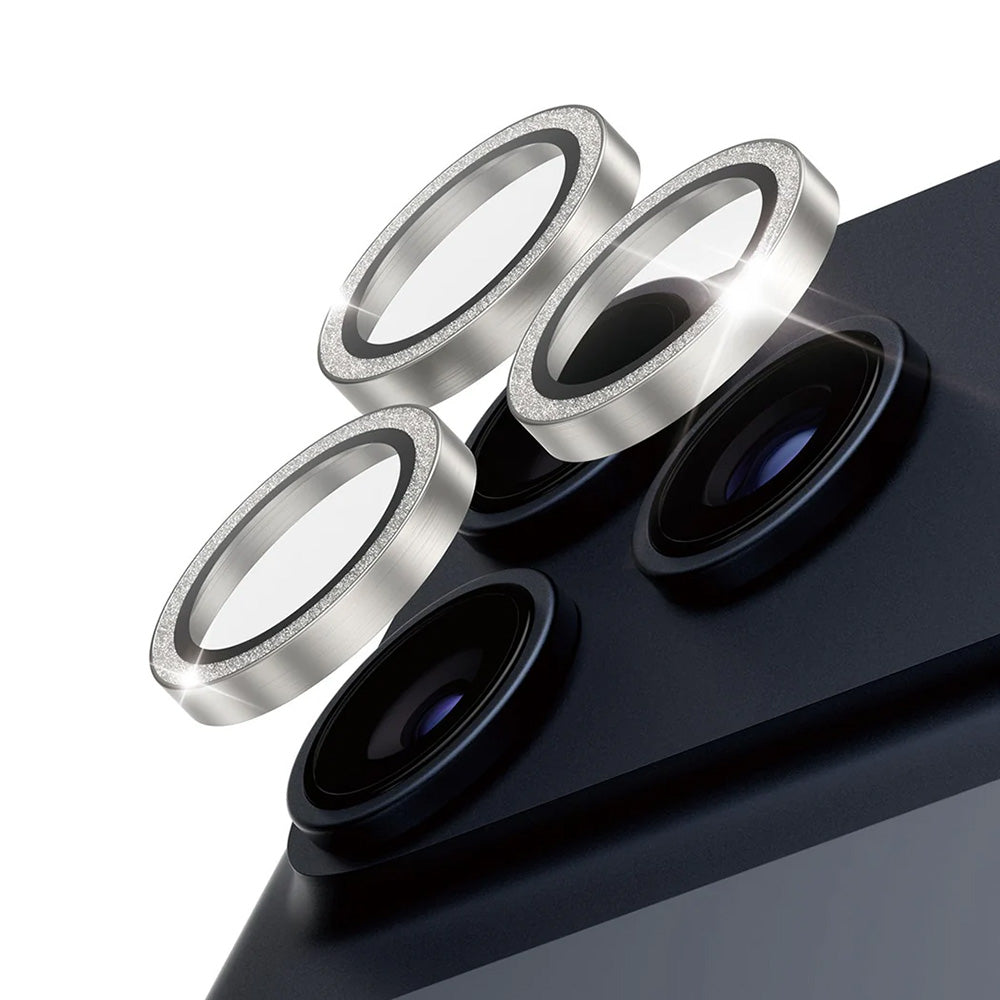 Beskyttelsesfilm til bagkamera PanzerGlass Hoops Glitter til Apple iPhone 17 Pro Max / 17 Pro / 16 Pro Max / 16 Pro, Hærdet glas, Sølvfarvet
