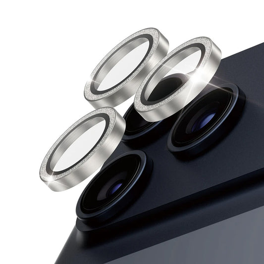 Beskyttelsesfilm til bagkamera PanzerGlass Hoops Glitter til Apple iPhone 17 Pro Max / 17 Pro / 16 Pro Max / 16 Pro, Hærdet glas, Sølvfarvet