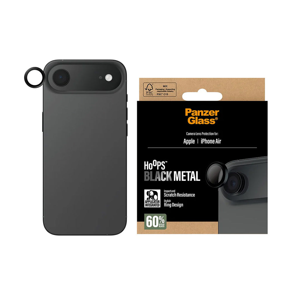 Bagsidekamera beskyttelsesfilm PanzerGlass Hoops til Apple iPhone 17 Air, Hærdet Glas, Sort