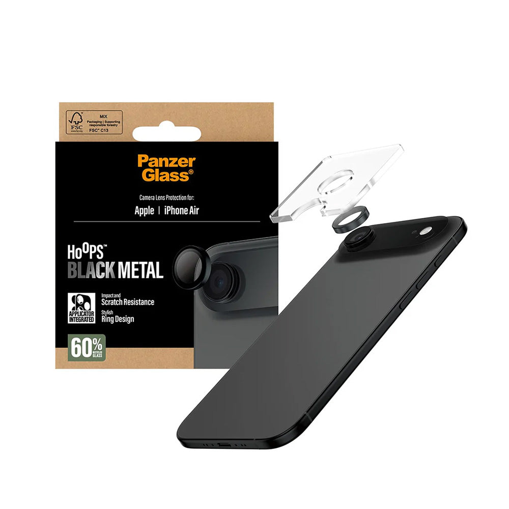 Bagsidekamera beskyttelsesfilm PanzerGlass Hoops til Apple iPhone 17 Air, Hærdet Glas, Sort