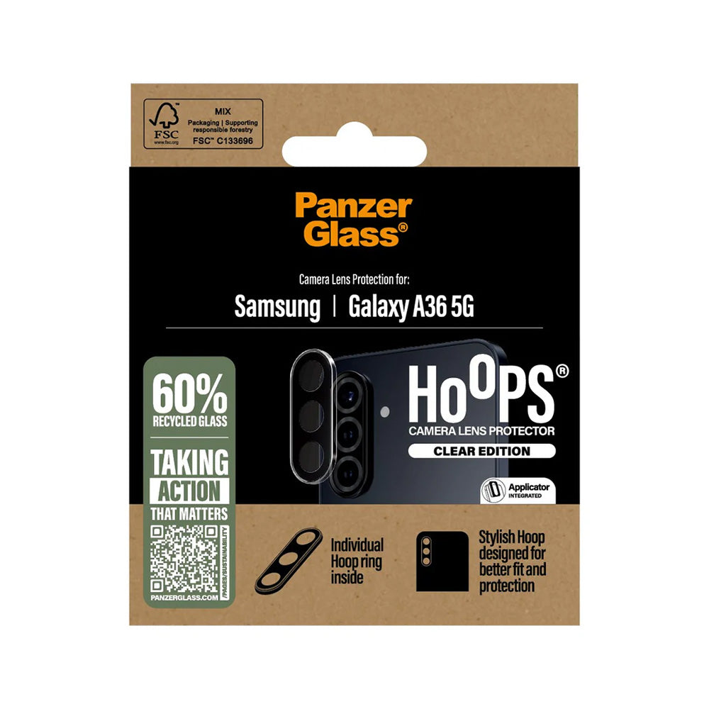 Beskyttelsesfilm til bagkameraet PanzerGlass Hoops til Samsung Galaxy A36 A366, Hærdet glas, Gennemsigtig
