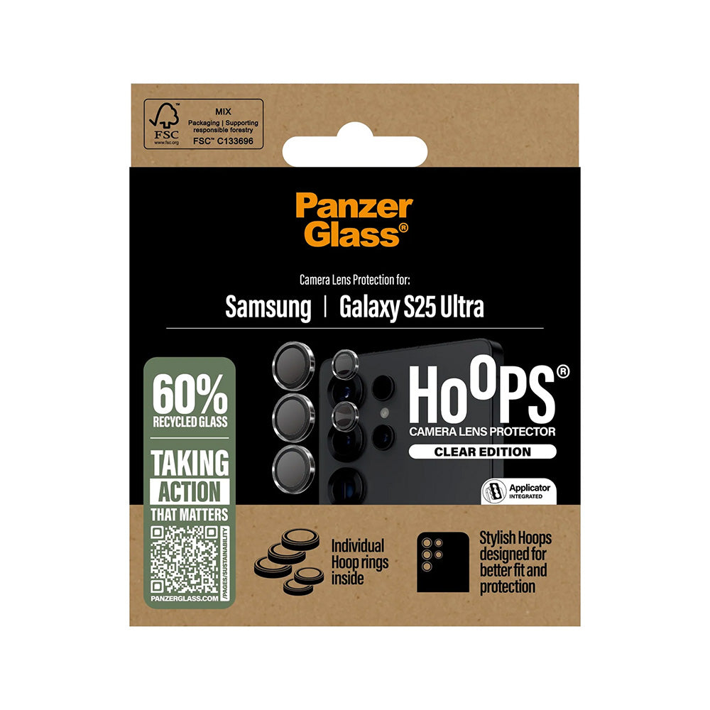 Beskyttelsesfilm til bagkameraet PanzerGlass Hoops til Samsung Galaxy S25 Ultra S938, Hærdet glas, Gennemsigtig