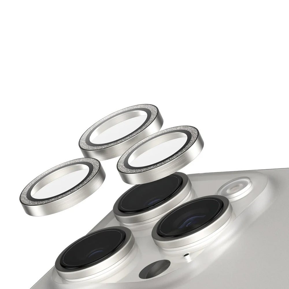 Beskyttelsesfilm til bagkameraet PanzerGlass Safe. Glitter til Apple iPhone 16 Pro Max / 16 Pro, Hærdet glas, Sølvfarvet