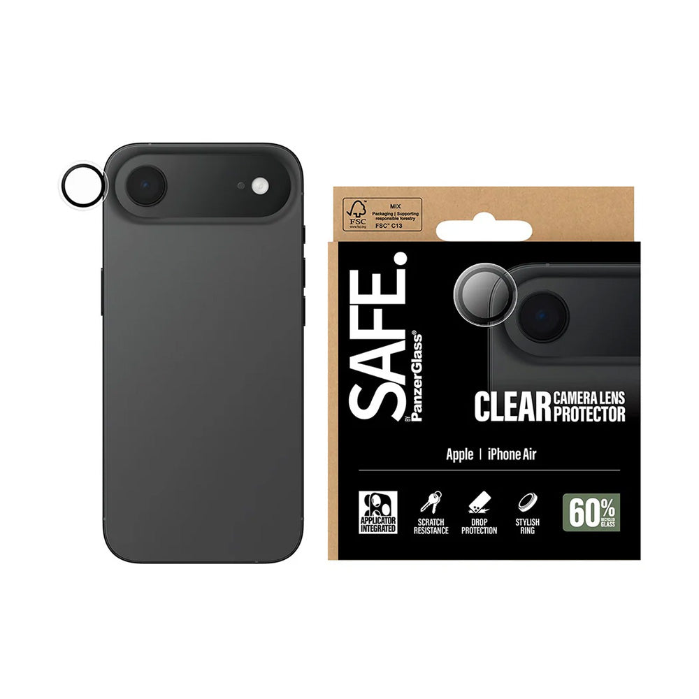 Beskyttelsesfilm til bageste kamera PanzerGlass Safe. til Apple iPhone 17 Air, Hærdet glas, Gennemsigtig.