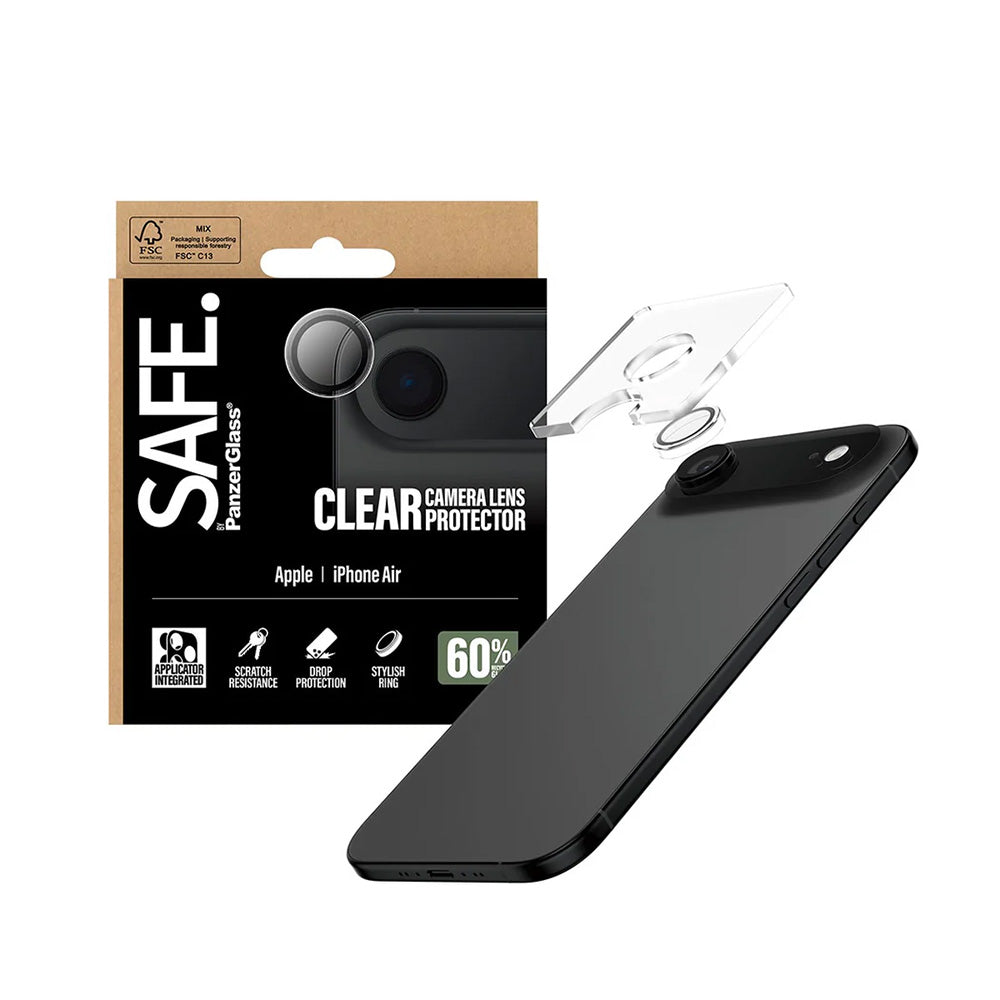 Beskyttelsesfilm til bageste kamera PanzerGlass Safe. til Apple iPhone 17 Air, Hærdet glas, Gennemsigtig.