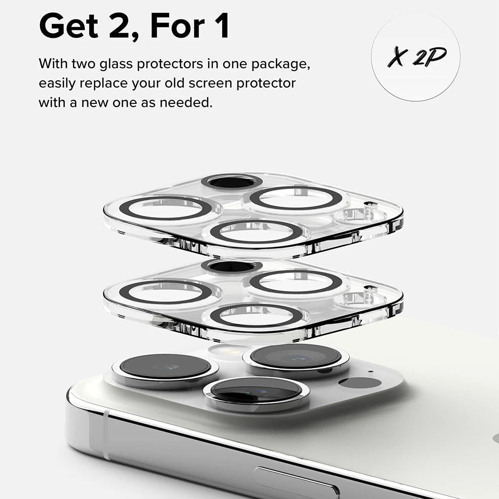 Ringke bagkamera beskyttelsesfilm til Apple iPhone 15 Pro, hærdet glas, sæt med 2 stk., gennemsigtig