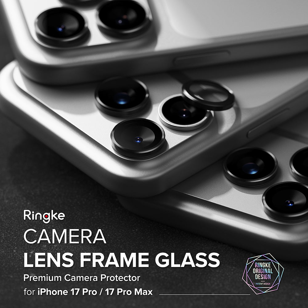 Beskyttelsesfilm til Ringke bagkamera for Apple iPhone 17 Pro Max / 17 Pro, Hærdet glas, Sort