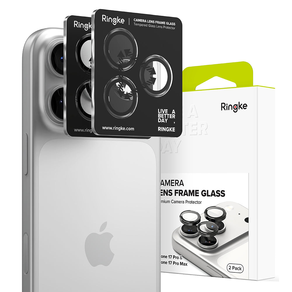 Beskyttelsesfilm til Ringke bagkamera for Apple iPhone 17 Pro Max / 17 Pro, Hærdet glas, Sort