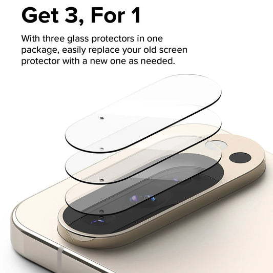 Beskyttelsesfilm til Ringke bagkamera for Google Pixel 9 Pro XL, Hærdet glas, Sæt med 3 stykker, Gennemsigtig