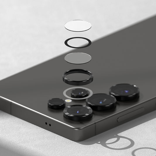 Beskyttelsesfilm til Ringke bagkamera for Samsung Galaxy S25 Ultra S938, Hærdet glas, Sort