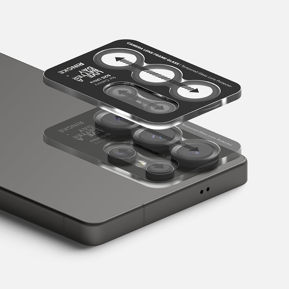 Beskyttelsesfilm til Ringke bagkamera for Samsung Galaxy S25 Ultra S938, Hærdet glas, Sort