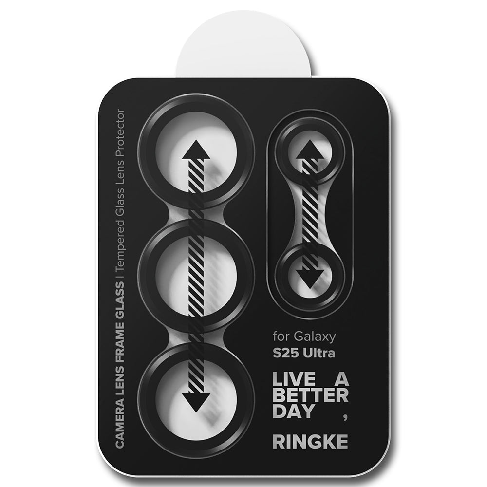 Beskyttelsesfilm til Ringke bagkamera for Samsung Galaxy S25 Ultra S938, Hærdet glas, Sort