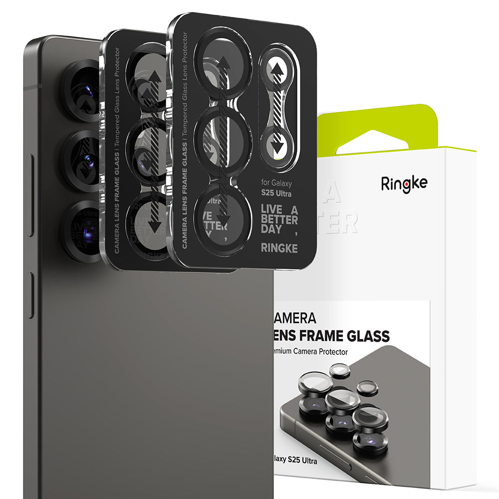 Beskyttelsesfilm til Ringke bagkamera for Samsung Galaxy S25 Ultra S938, Hærdet glas, Sort