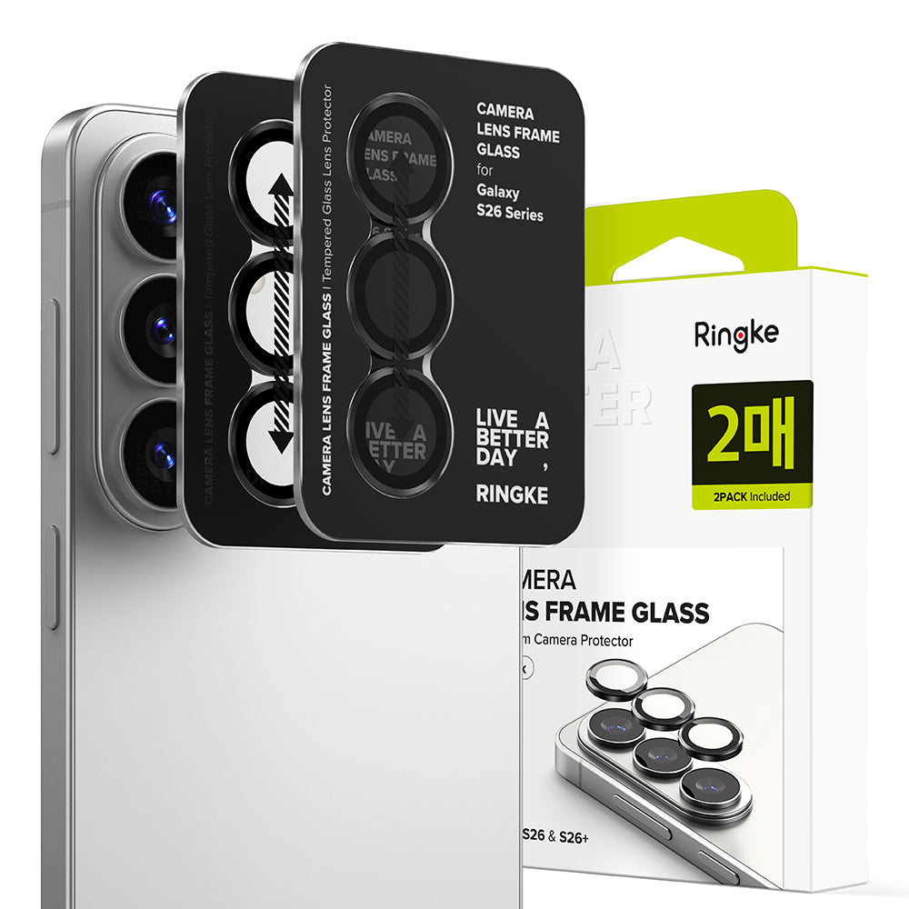 Beskyttelsesfilm til Ringke bagkamera for Samsung Galaxy S26 Plus S947 / S26, Hærdet glas, Sæt med 2 stykker, Sort