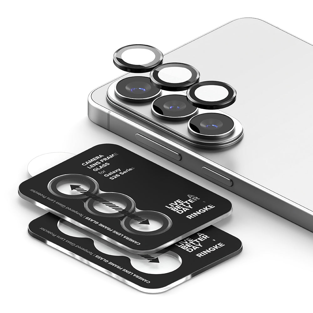 Beskyttelsesfilm til Ringke bagkamera for Samsung Galaxy S26 Plus S947 / S26, Hærdet glas, Sæt med 2 stykker, Sort