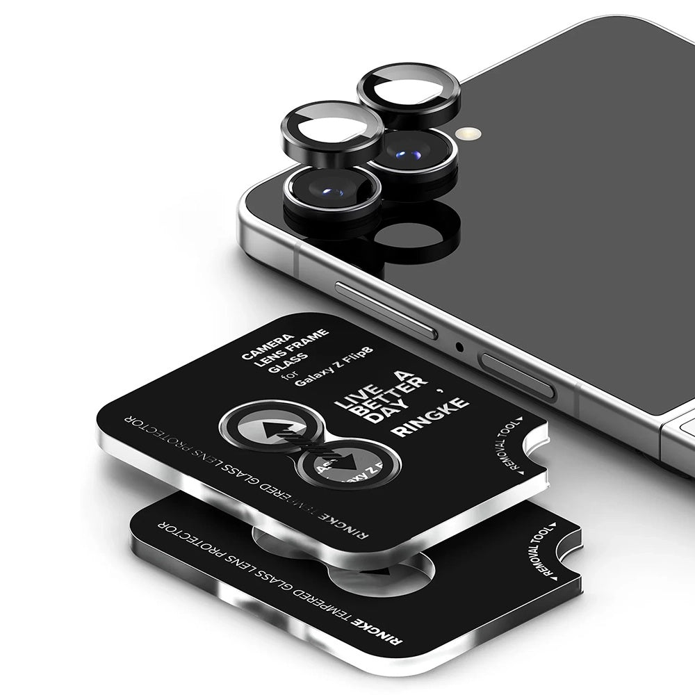 Ringke bagkamera beskyttelsesfilm til Samsung Galaxy Z Flip8 F776, hærdet glas, sæt med 2 stk., sort