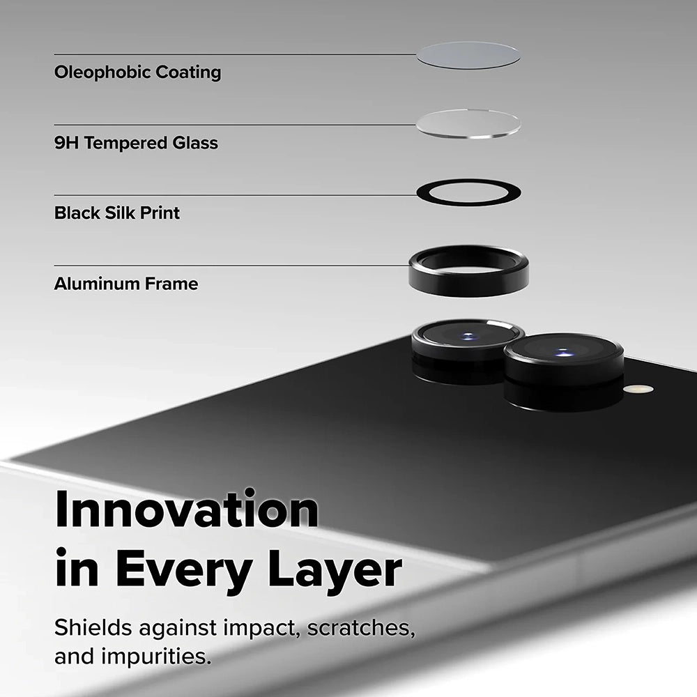 Ringke bagkamera beskyttelsesfilm til Samsung Galaxy Z Flip8 F776, hærdet glas, sæt med 2 stk., sort