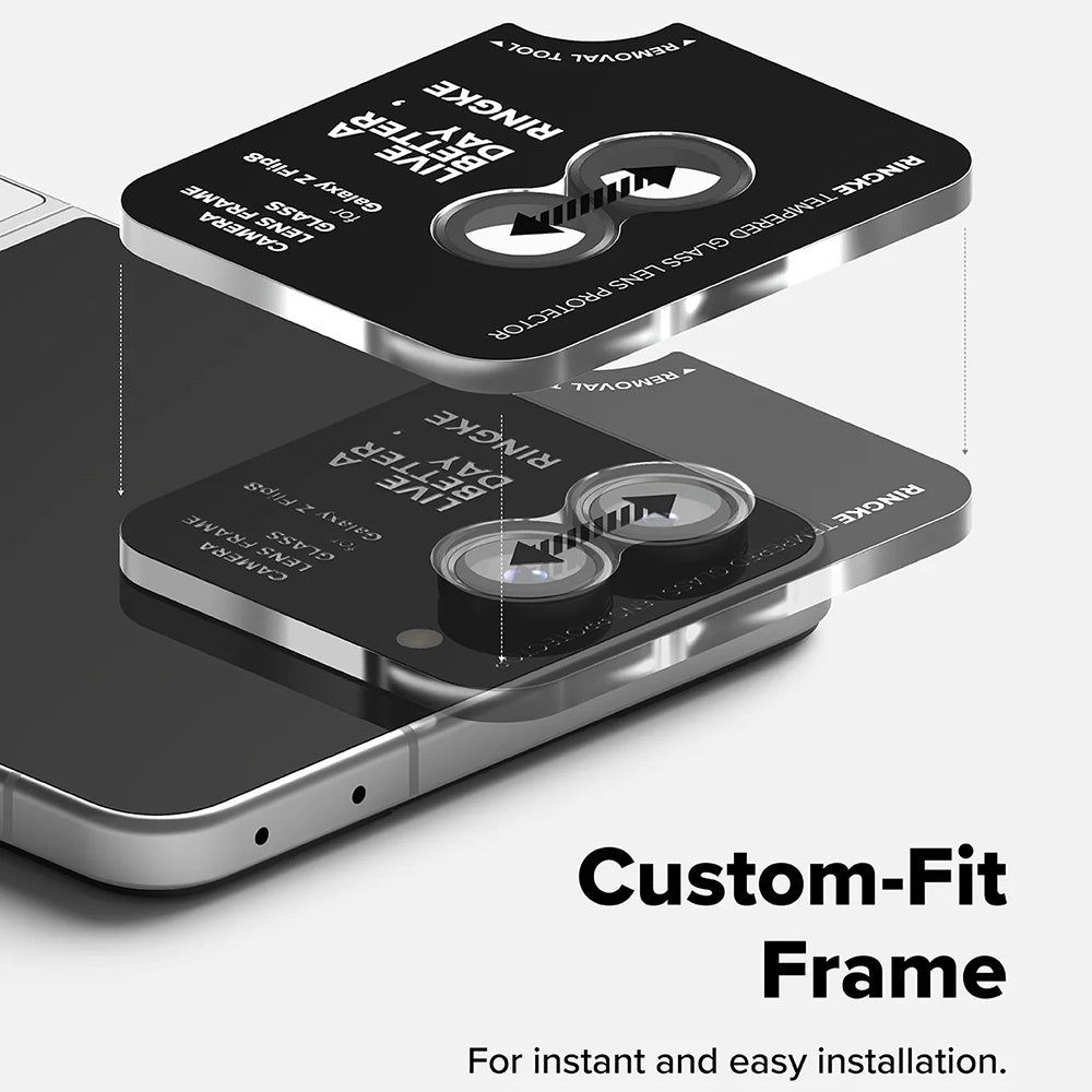 Ringke bagkamera beskyttelsesfilm til Samsung Galaxy Z Flip8 F776, hærdet glas, sæt med 2 stk., sort