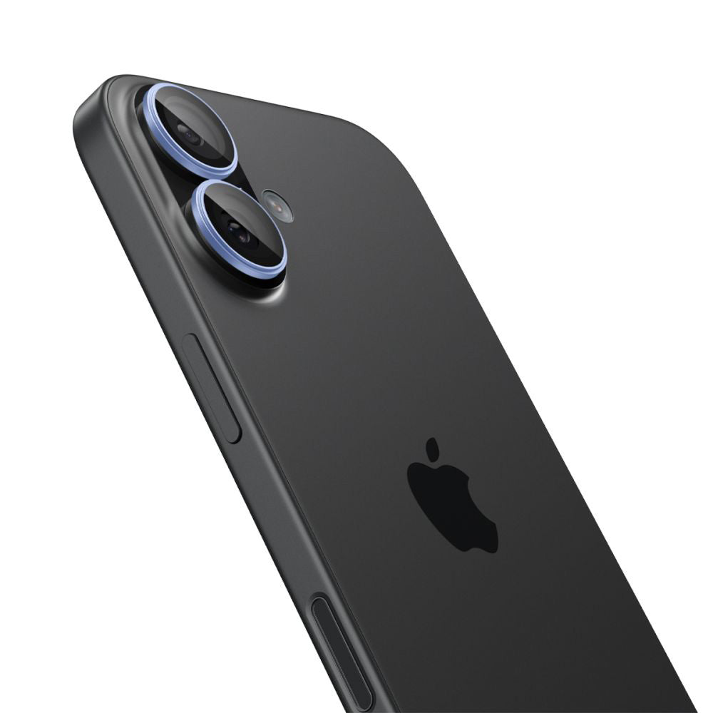 Beskyttelsesfilm til bagkamera Spigen GlastR EZ FIT Optik Pro til Apple iPhone 17 / 16 Plus / 16, hærdet glas, sæt med 2 stk., blå