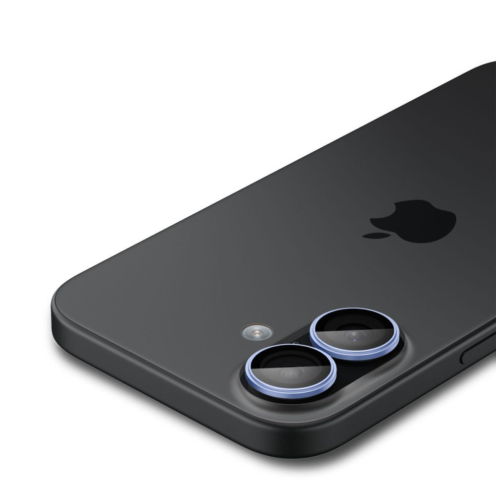 Beskyttelsesfilm til bagkamera Spigen GlastR EZ FIT Optik Pro til Apple iPhone 17 / 16 Plus / 16, hærdet glas, sæt med 2 stk., blå