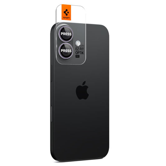 Beskyttelsesfilm til bagkameraet Spigen GlastR EZ FIT Optik Pro til Apple iPhone 17 / 16 Plus / 16, Hærdet glas, Sæt med 2 stykker, Lilla