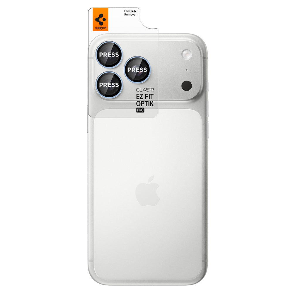 Beskyttelsesfilm til bagkamera Spigen GlastR EZ FIT Optik Pro til Apple iPhone 18 Pro / 18 Pro Max, hærdet glas, sæt med 2 stk., blå AGL12045
