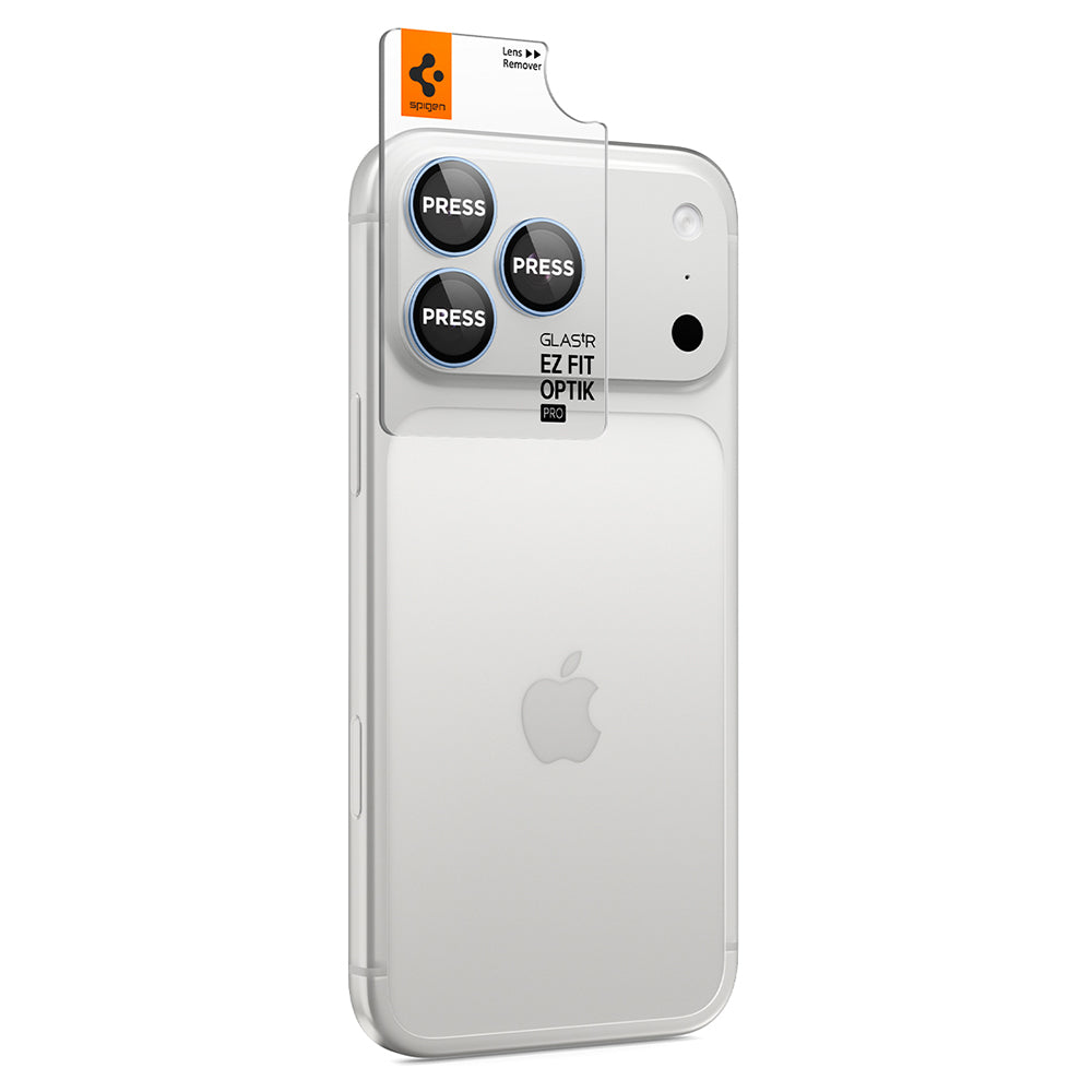 Beskyttelsesfilm til bagkamera Spigen GlastR EZ FIT Optik Pro til Apple iPhone 18 Pro / 18 Pro Max, hærdet glas, sæt med 2 stk., blå AGL12045