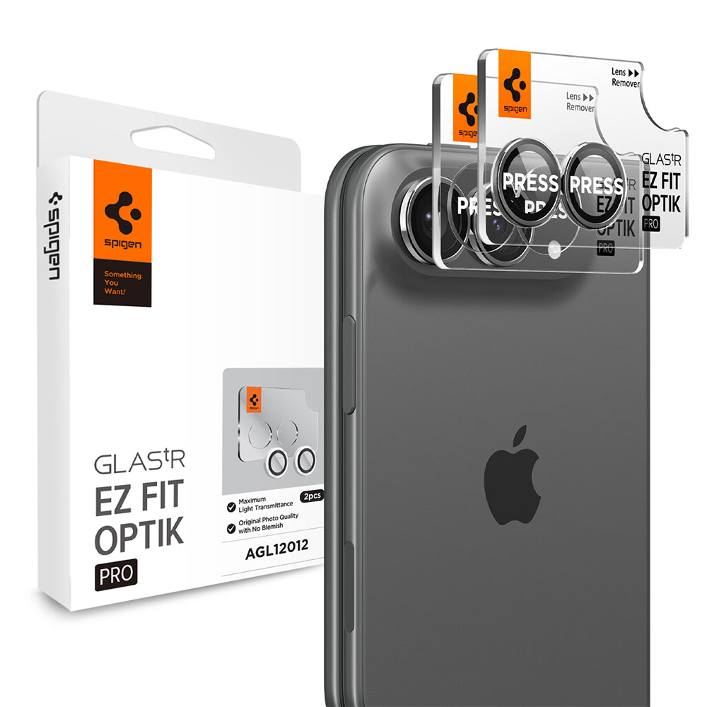 Beskyttelsesfilm til bagkamera Spigen GlastR EZ FIT Optik Pro til Apple iPhone Duo, hærdet glas, sæt med 2 stk., grå AGL12012