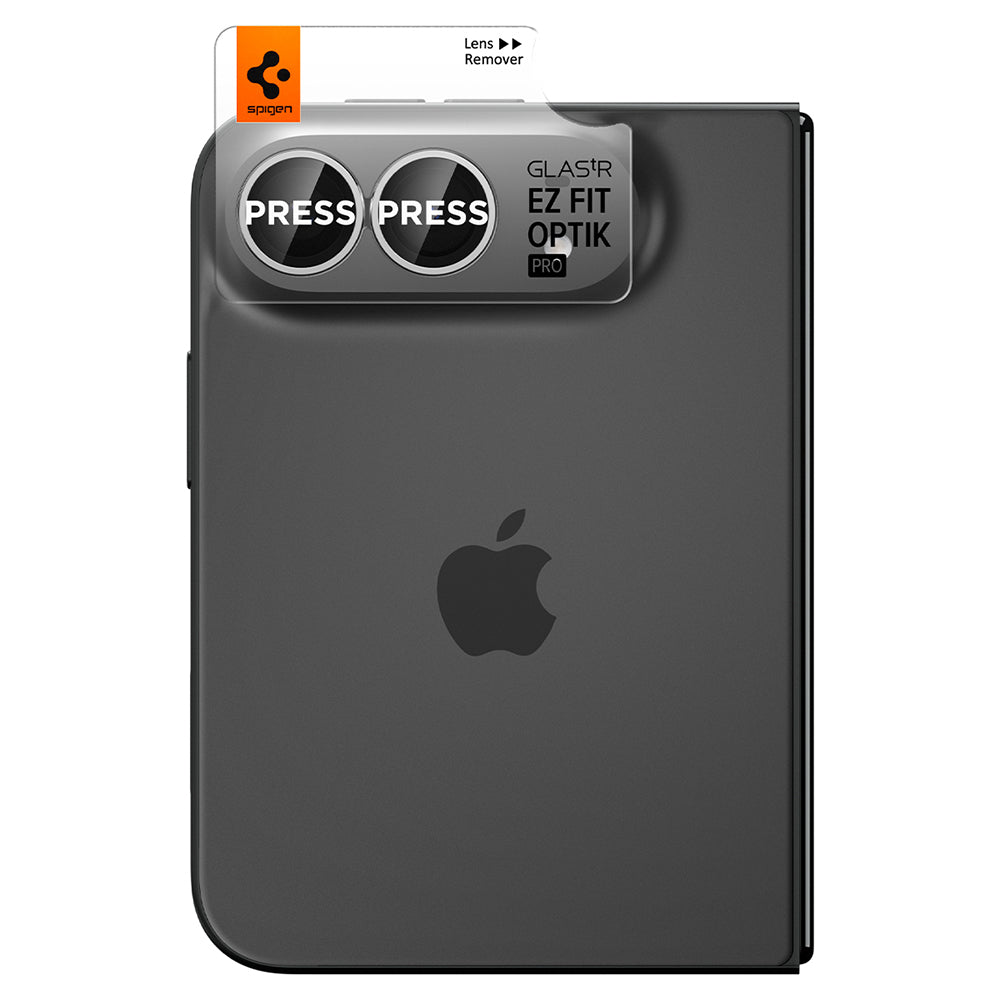 Beskyttelsesfilm til bagkamera Spigen GlastR EZ FIT Optik Pro til Apple iPhone Duo, hærdet glas, sæt med 2 stk., grå AGL12012